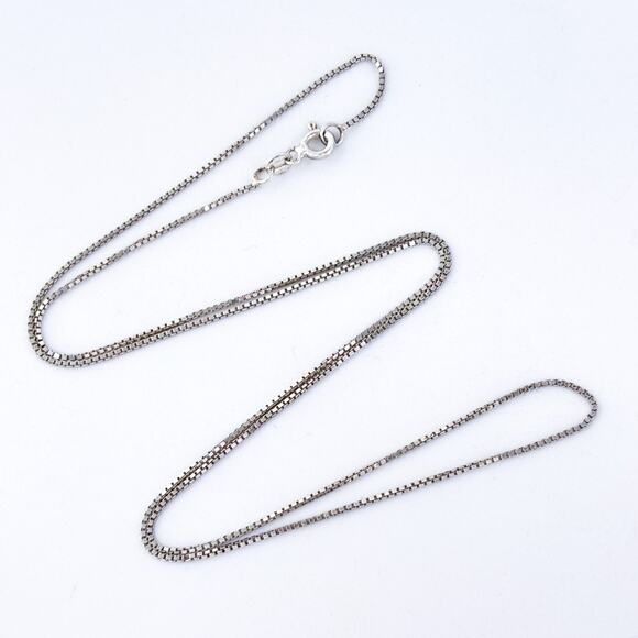Vintage Sterling Silver 925 0.8mm Box Chain Necklace 20” - Picture 1 of 3